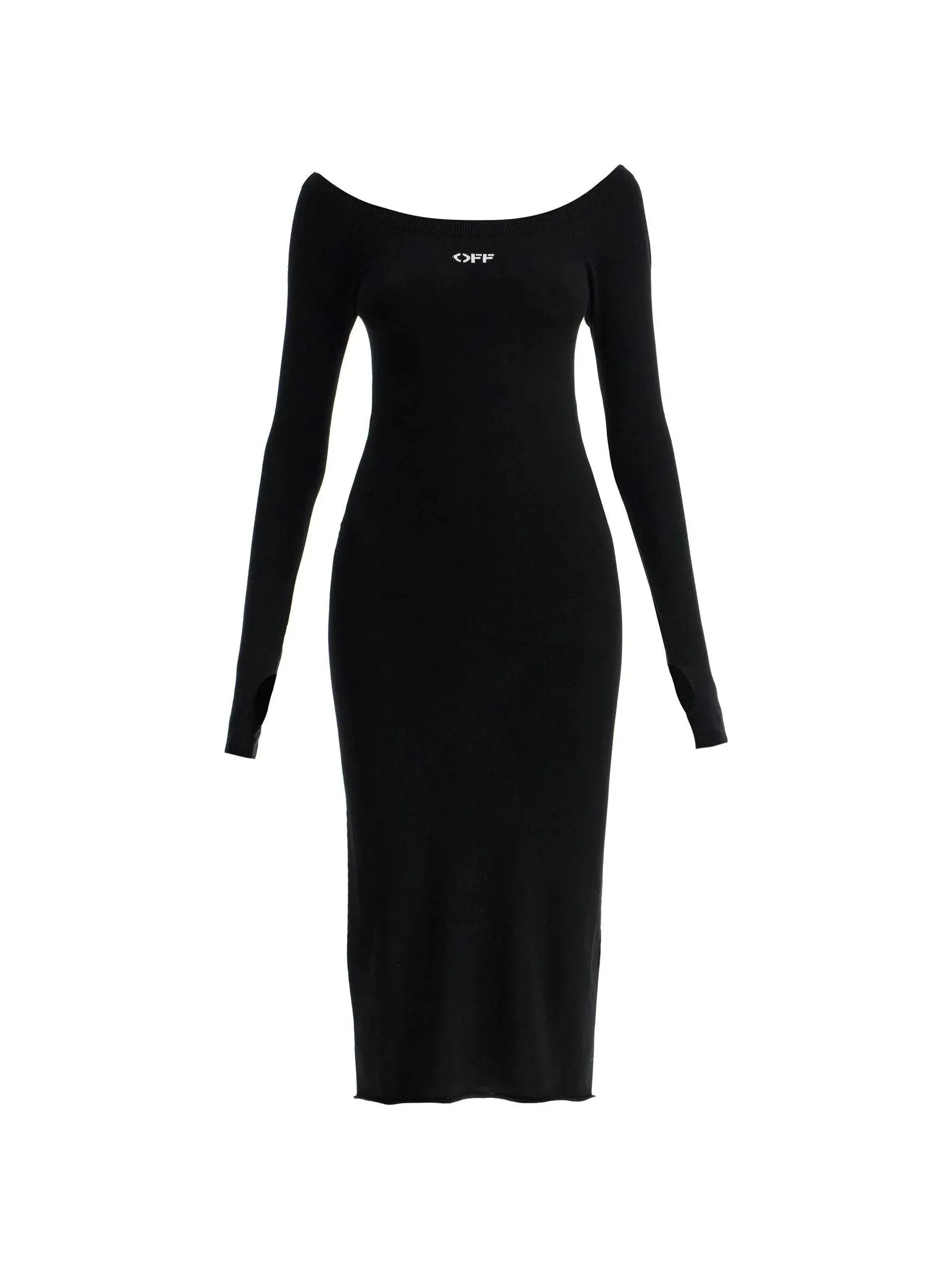 Off-Shoulder Knit Midi Dress